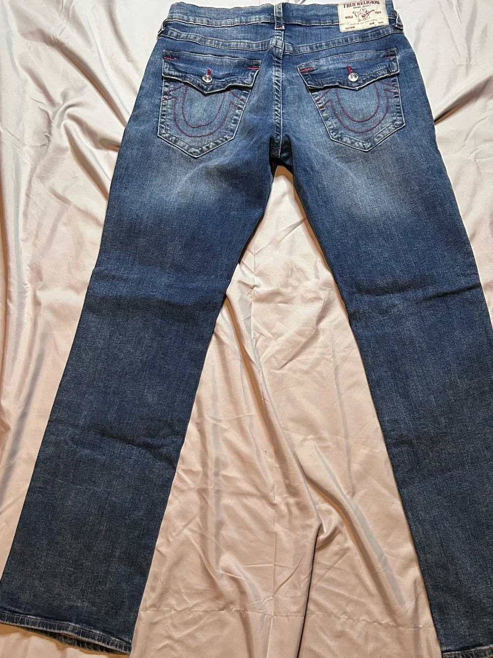 True Religion Men's Faded Blue Relaxed Straight Jeans